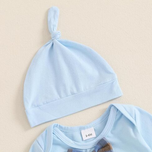 Hnyenmcko Newborn Baby Boy Fall Outfits Letter Print Long Sleeve Romper Suspender Pants Hat Sets Infant Boy Winter Clothes in Kuwait