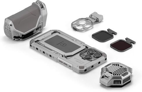 Tilta Khronos Ultimate Kit Compatible with iPhone 15 Pro Max - Titanium White | Includes Phone Case, LED Light, Hub, Handles, Cooling Fan, ND Filter + More | Mobile Filmmaking System in Saudi Arabia