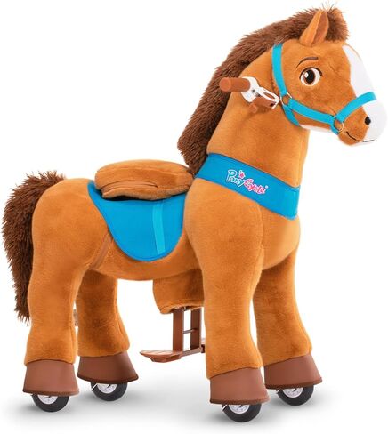 PonyCycle Model E - لعبة ركوب الخيل للأطفال ركوب الخيل على ألعاب ركوب الخيل للأطفال الصغار 3-5 حصان هزاز للمشي مع عجلات، بدون بطارية أو كهرباء، ألعاب ركوب بني فاتح E336 in Kuwait