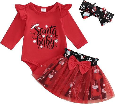 Karwuiio Baby Girl First Halloween Outfit Long Sleeve Romper Tops with Tulle Skirt 3Pcs Infant Fall Clothes Sets in Saudi Arabia