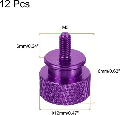 MECCANIXITY 12pcs M3x10mm Knurled Thumb Screw Computer Case Threaded Hand Tighten Screws Aluminum Alloy for PC Case, Black in Saudi Arabia