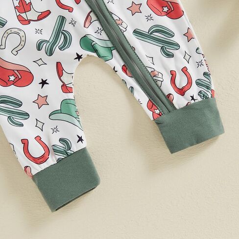 Karwuiio Baby Boy Girl Western Clothes Cow Print Long Sleeve Romper Jumpsuit One Piece Newborn Fall Winter Outfit in Kuwait