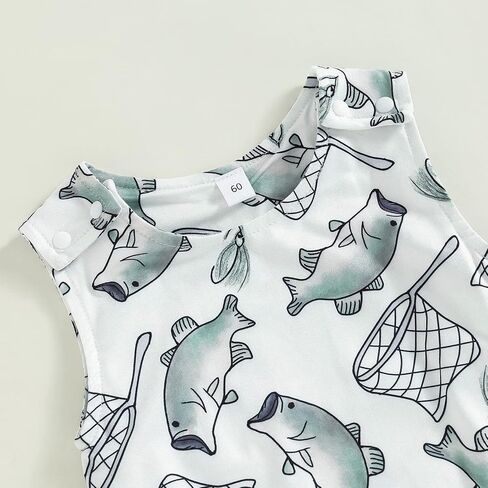 Infant Boy Outfits Baby Boy Cute Cartoon Sleeveless Romper Jumpsuit Top in Kuwait