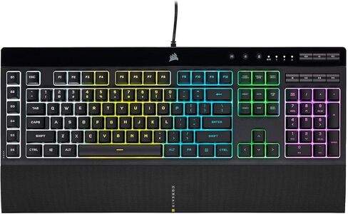 لوحة مفاتيح سلكية للألعاب من Corsair K55 RGB PRO - مقاومة للغبار وانسكاب السوائل IP42 - 6 مفاتيح ماكرو مع تكامل Elgato - متوافقة مع iCUE - QWERTY NA - الكمبيوتر الشخصي، Mac، Xbox - أسود in Saudi Arabia