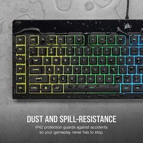 لوحة مفاتيح سلكية للألعاب من Corsair K55 RGB PRO - مقاومة للغبار وانسكاب السوائل IP42 - 6 مفاتيح ماكرو مع تكامل Elgato - متوافقة مع iCUE - QWERTY NA - الكمبيوتر الشخصي، Mac، Xbox - أسود in Saudi Arabia