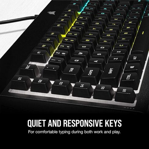لوحة مفاتيح سلكية للألعاب من Corsair K55 RGB PRO - مقاومة للغبار وانسكاب السوائل IP42 - 6 مفاتيح ماكرو مع تكامل Elgato - متوافقة مع iCUE - QWERTY NA - الكمبيوتر الشخصي، Mac، Xbox - أسود in Saudi Arabia