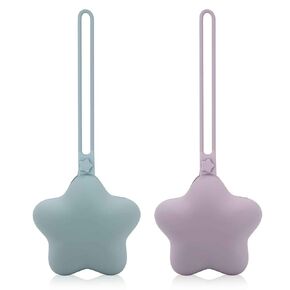 2pcs Star Pacifier Holder Case, Silicone Portable Pacifier Case Pacifier Container Case for Newborn Baby Boys Girls (Skin Color, Pink)