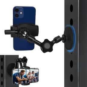 Gym Phone Holder Gym Magnetic Phone Holder with Magnet Base Attach to Metal Surface, Cell Phone Holder for Boat Forklift Tractor Accessories for All Smartphones