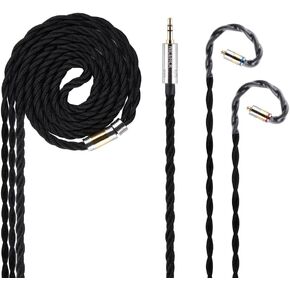 FirstTouch 6N OFC High Purity Copper & Silver Alloy IEM Cable - MMCX/0.78 2-Pin Detachable Headphone Wire with 3.5mm & 4.4mm Plugs, Hi-Fi Audio Replacement Cable
