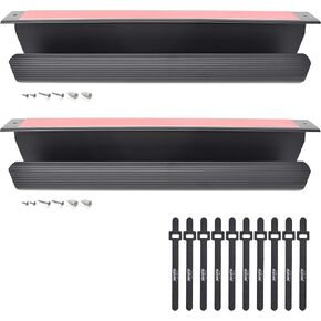 Cable Management Tray, Under-Desk, On-Wall or Side-of-Desk, 17x4x2.4", 2-PK, Hide & Organize Your Cables, Power Supplies and Power Strips, Bonus 10-Pk Cable Ties