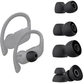 FlyCoco 4 Pairs Earbud Replacement Tips Compatible with Powerbeats Pro Beats Wireless Earphone Headphones, 9mm/11mm/13mm Silicone Earbuds Buds Tip for Spare Use, S M L and Double Flange Style