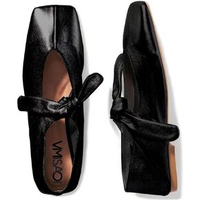 VIMISAOI Square Toe Ballerina Shoes for Women Bow Knots Ballet Flats Mary Jane Flats Slip On Bowtie Strap Flats