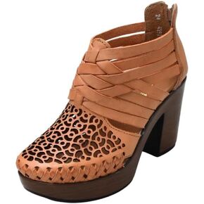 Macarena Collection Women's Flatform Wedge Casual Sandal Huarache Colorful Leather Mexican Style Handcrafted Leather Ankle Boots 4292