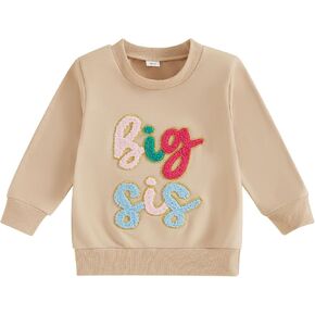 ZyHwShine Toddler Infant Baby Girl Fall Clothes Long Sleeve Sweatshirt Romper Oversized Sweater Pullover Lil Big Sis Outfit
