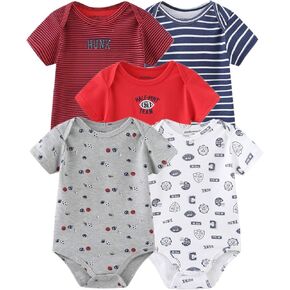 Kiddiezoom newborn Baby Unisex Cotton One-Piece Bodysuits Baby Gift 5-pack Baby clothes