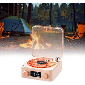 The Waves Vinyl Player, Waves Vinyl Bluetooth Speaker, 2024 New Portable Four Modes Wireless Vintage Vinyl Record Player with Ambient Light for Bedroom,Office,Party (White)