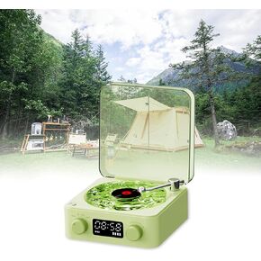 The Waves Vinyl Player, Waves Vinyl Bluetooth Speaker, 2024 New Portable Four Modes Wireless Vintage Vinyl Record Player with Ambient Light for Bedroom,Office,Party (White)