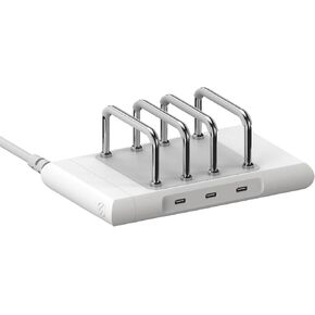 Scosche BL2MDPWT-AP BaseLynx™ 2.0 Vert, 60W USB-C Vertical Charging Station for Multiple Devices, Charger Organizer w/ 3 PD Fast Charge Ports, Modular System Compatible with Apple iPhone & iPad, White