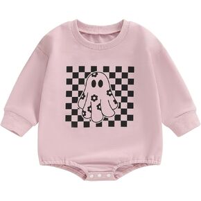 Baby Girl Halloween Outfit Ghost Crewneck Long Sleeve Sweatshirt Romper Oversized Sweater Fall Clothes