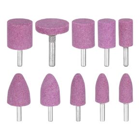 HARFINGTON 10pcs Mounted Grinding Wheel Heads Set, 16/20/25/30mm Metal Grinder Bits with Shank for Rotary Tools, Metal Working and Engraving, Pink