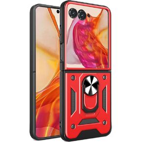 Ysnzaq Armor Case for Motorola Razr 50 /Razr 2024, Military Grade Durable Shockproof Protective Phone Case with Kickstand for Motorola Razr 50 /Razr 2024 SJ Black