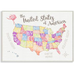Stupell Industries United States US Map Water Color Canvas Wall Art, 36x48, Design by Artist Erica Billups