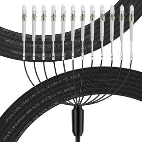 OM3 LC to LC Outdoor Fiber Patch Cable 4 Fiber, 4 Strands Multimode Fiber, Direct Burial, OM3 Fiber Cable Industrial TPU, 50/125um, OD-5mm, 50m/164ft