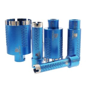 Diamond Core Drill Bit Set - BRSCHNITT Laser Welded Granite Hole Saw with 5/8-11 Thread for Granite Marble Solid Block Stone Reinforced Concrete,Dry or Wet Drilling (20/35/45/50mm+Adapter)