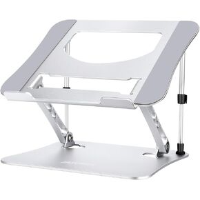 Adjustable Laptop Stand for Stable Typing, Portable Aluminum Laptop Holder Riser Computer Stand Compatible with MacBook, HP, Dell, Lenovo More Laptops 10-15.6", Silver