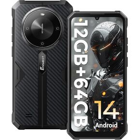 FOSSIBOT F105 Rugged Smartphone Unlocked, Android 14, 10300mAh Large Battery 12+64GB/128GB Storage 6.75" FHD Display 8MP+20MP Camera IP68/IP69K Waterproof Cell Phone 4G Dual SIM OTG