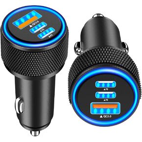 USB C Car Charger, 2Pack BAOYUANDA 67W 3-Port USB-C & USB-A Fast Car Charger Cigarette Lighter Fast Charging for iPhone 16/15/14/13/12/11/Pro Max, iPad Pro, Galaxy S24/S23/S22, Google Pixel, Android