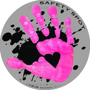 Magnet - Kids Handprint for Car Parking Lot Safety - Gray Background with Splat (Blue)