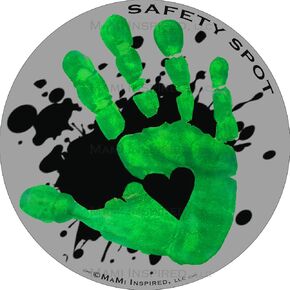 Magnet - Kids Handprint for Car Parking Lot Safety - Gray Background with Splat (Blue)