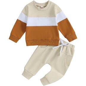 Toddler Boy Baby Clothes 2 Piece Set Long Sleeve Sweatshirt Top and Matching Pants Newborn Boys Fall Winter Outfits