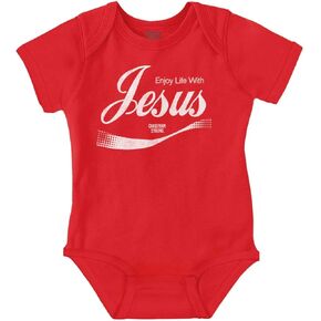 Brisco Brands Punny Christian Enjoy Life With Jesus Baby Romper Boys or Girls