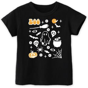 Toddler Halloween Shirts for Boys Kids Girls, Cute Spooky Pumpkins Ghosts Bats Witches and Monsters Halloween T Shirt: 2-6T