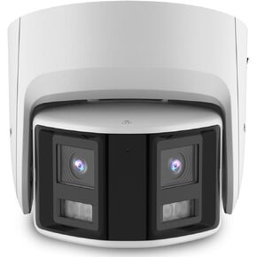 كاميرا أمان Poe IP بعدسة مزدوجة بدقة 4K بدقة 8 ميجابكسل في الهواء الطلق بزاوية واسعة بانورامية 180 درجة، محادثة ثنائية الاتجاه، اكتشاف المركبات البشرية، دعم بطاقة Micro SD، متوافقة مع Hikvision NVR وBlue Iris