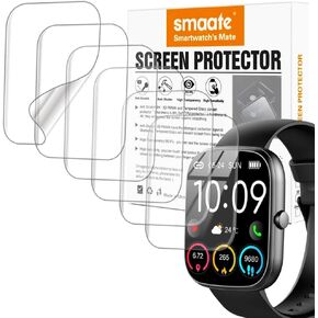 Screen Protector Compatible with uaue T60 1.91 inches Smart Watch, Soft TPU, 6-pack, Full Coverage, Bubble Self-healing
