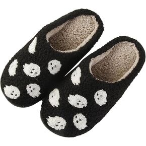 Pumpkin Slippers Halloween Slippers for Women Men House Shoes Spooky Slides Soft Warm Plush Couple Shoes