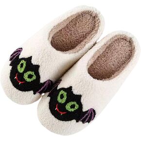 Pumpkin Slippers Halloween Slippers for Women Men House Shoes Spooky Slides Soft Warm Plush Couple Shoes