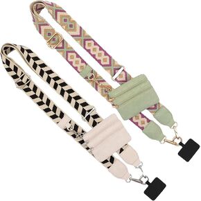 Phone Strap with Zippered Pouch, Clip and Go Strap for Phone with Wallet Crossbody, Phone Strap Crossbody