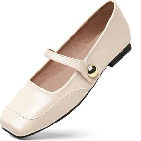 FRTROIN Mary Jane Dress Shoes for Women 2024 Comfortable Casual Work Square Toe Ballet Flats