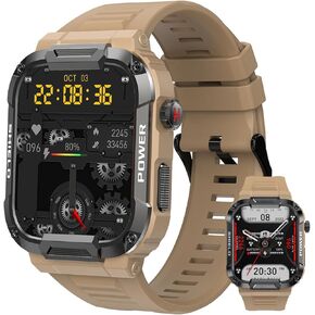 Military Smart Watch for Men for iPhone ＆ Android, 1.85’’ Fitness Tracker Smartwatch Bluetooth Call [Answer/Make], IP68 Waterproof with Heart Rate/SpO2/Sleep Monitor, 100+ Sport Modes, (Green)