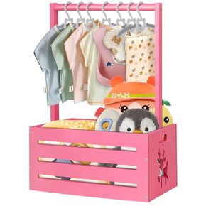 Wooden Baby Shower Crate Closet, Baby Toy Storage Basket with Handle, for Newborn Boys Girls Pregnancy New Parents Gifts - Wood Color