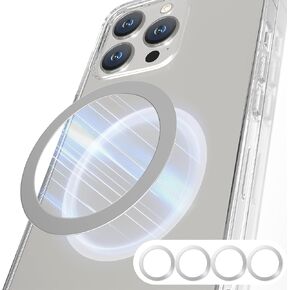 Mag Magnetic Ring, Universal Mag Ring for iPhone 15/14/13/12 Series, Samsung Galaxy, Compatible with Mag Magnetic Wireless Charging (Black), 4 Pack