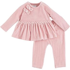 Mud Pie baby-girls Baby Pink Velour Outfit