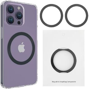 Mag Magnetic Ring, Universal Mag Ring for iPhone 15/14/13/12 Series, Samsung Galaxy, Compatible with Mag Magnetic Wireless Charging (Black), 4 Pack