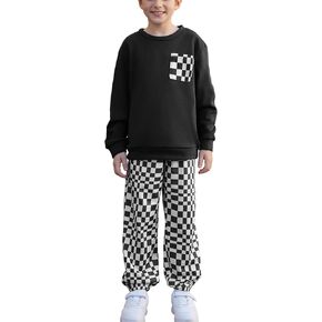 Arshiner Boys Fleece Colorblock Sweatshirt & Pants Outfit Set Fall Winter Clothes Toddler to Little Kid Sizes (2T - 7-8)