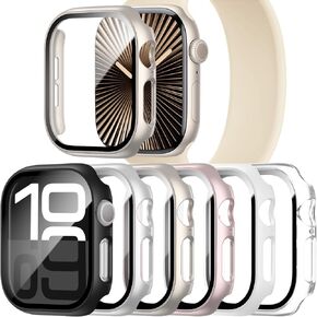 6 Pack Case with Tempered Glass Screen Protector for Apple Watch Series 10 46mm, Ultra-Thin Protective Face Cover Hard PC Bumper Case for iWatch 46mm Accessories