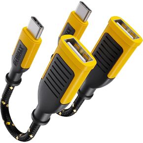 DEWALT USB C to USB Adapter 2 Pack, USB C Female to A Male OTG Charger Type C Converter for Apple Watch Ultra 7 8 9, iPhone 15 14 13 Plus Pro Max, AirPods 3, iPad Air, Car, Samsung Galaxy S24 23,16